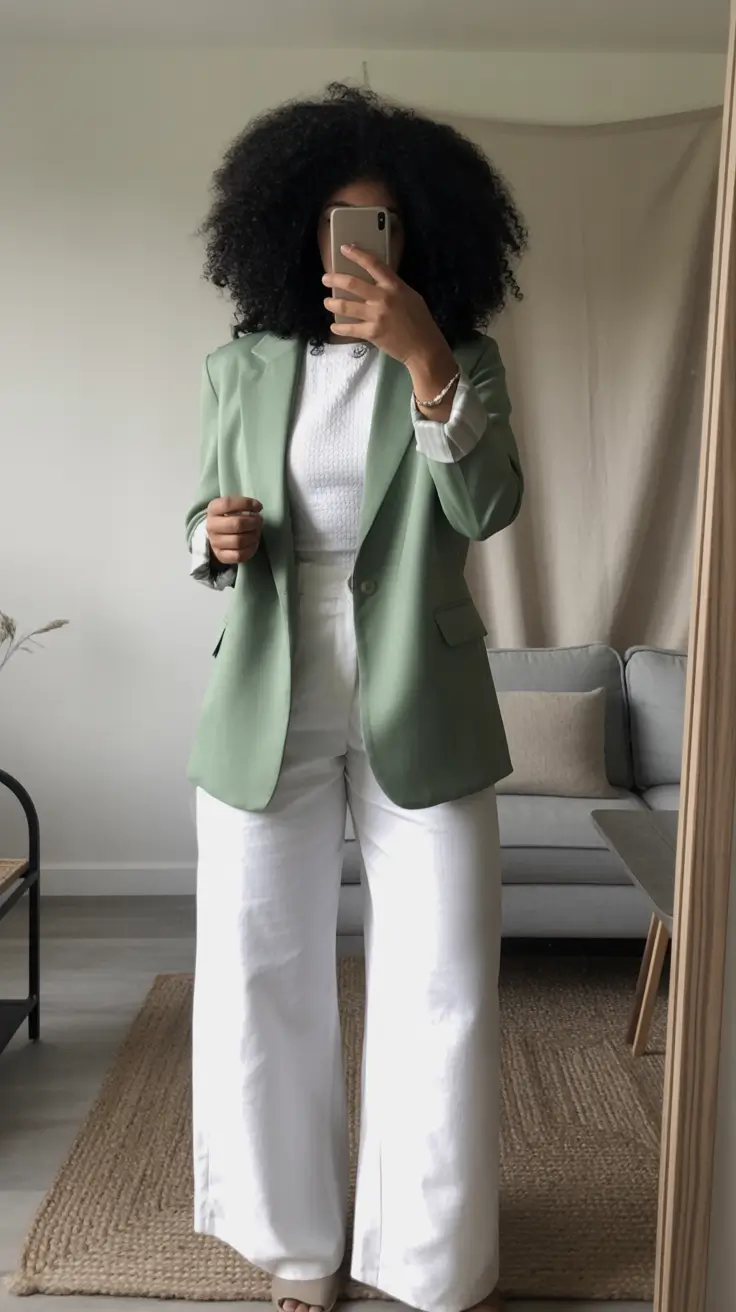 2025 women work Pistachio Power Suiting
