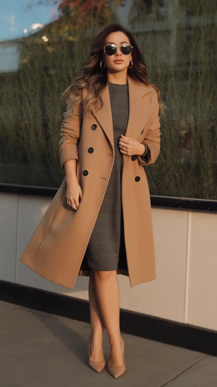 new fall fashion clothes Classic Camel With a Sheath Twist