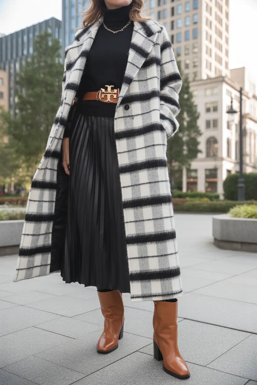 2025 women trends Bold in Black & White Checks