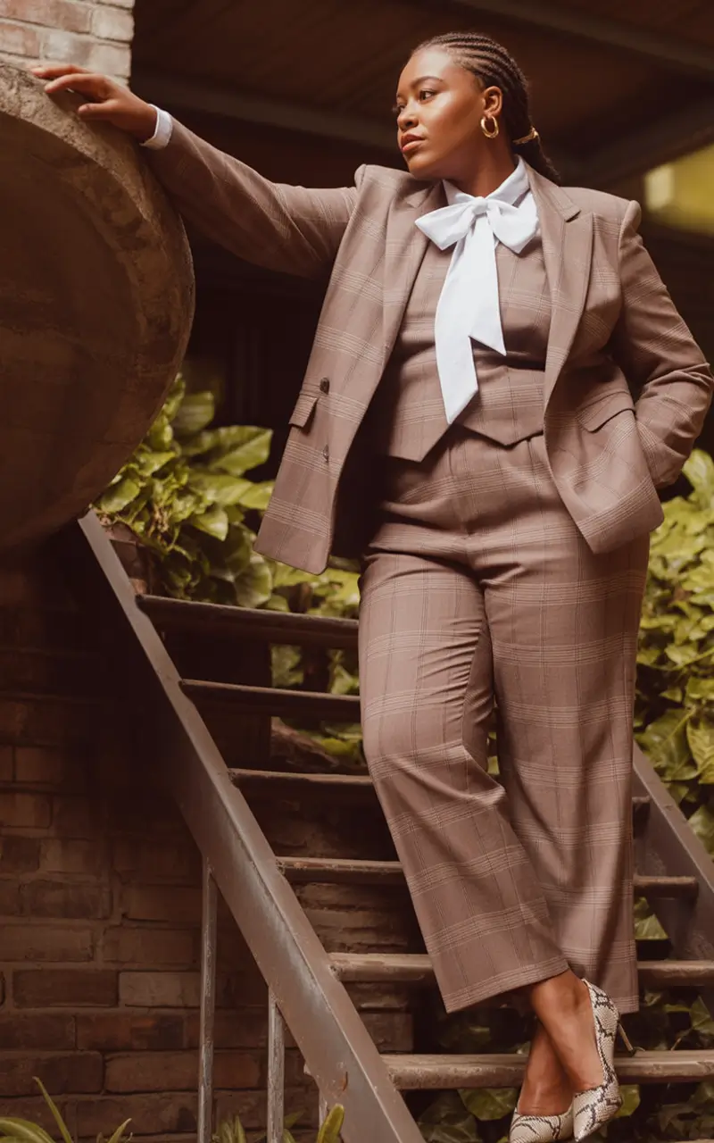 plus size fall fashion Power Dressing with a Bow Twist