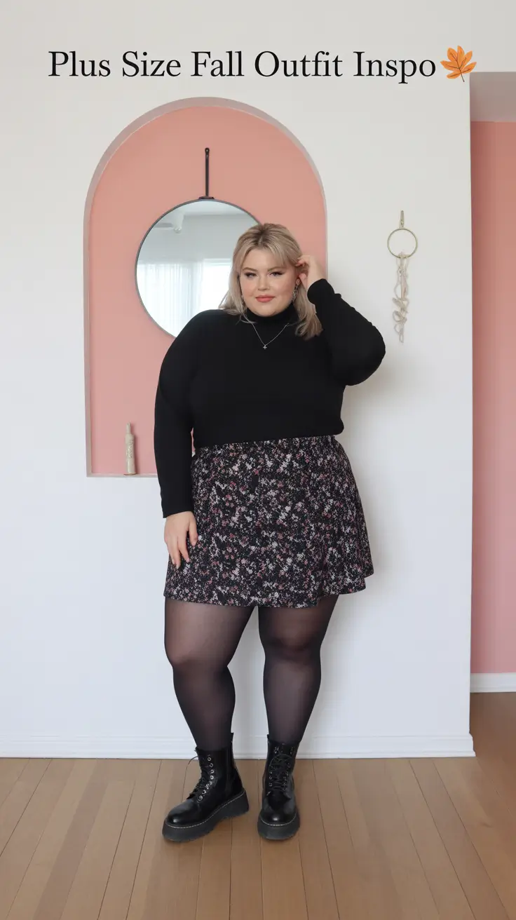 plus size fall fashion Grunge Floral with Combat Cool