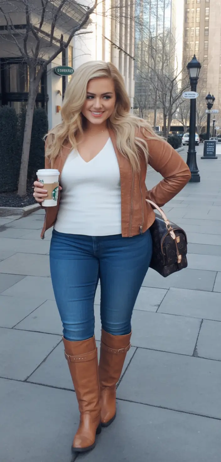 plus size fall fashion Coffee Run Meets Cowgirl Core