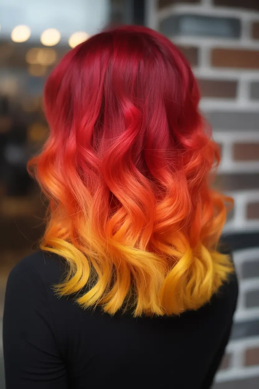 Fall red hair color Sunfire Melt in Flaming Ombre