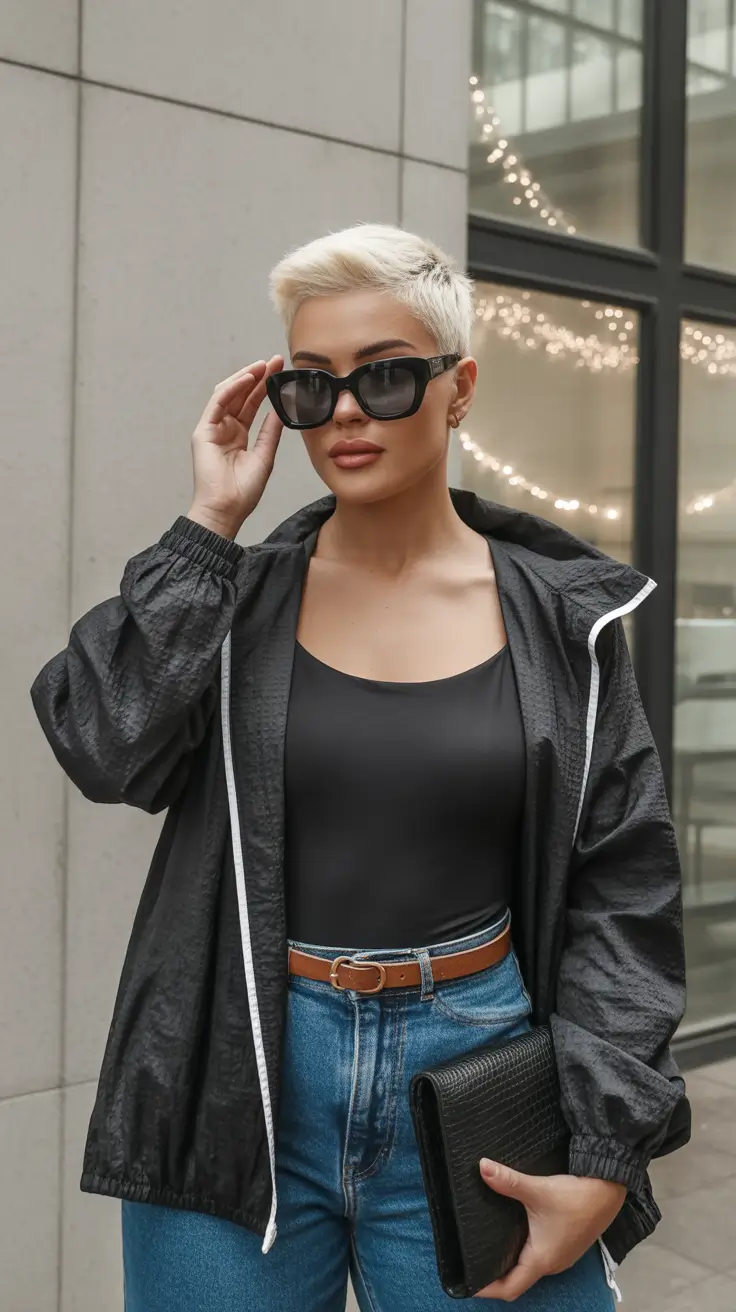 Fall short haircut Ultra-Platinum Buzz Cut with Street Chic Flair