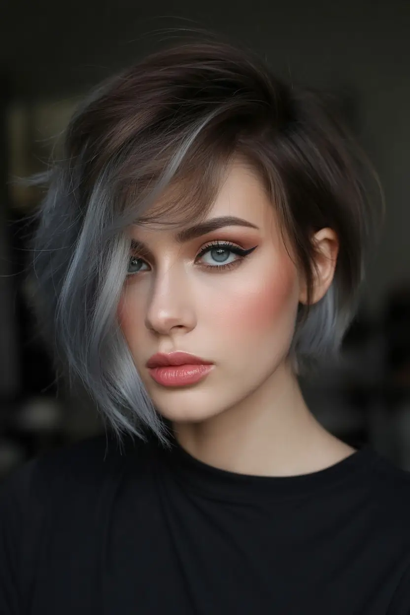 Fall short haircut Smoke-Shadow A-Line Bob with Cool Fade