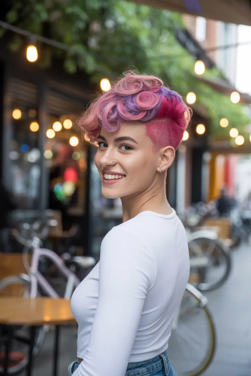 Fall short haircut Cotton Candy Pompadour with Undercut Fade