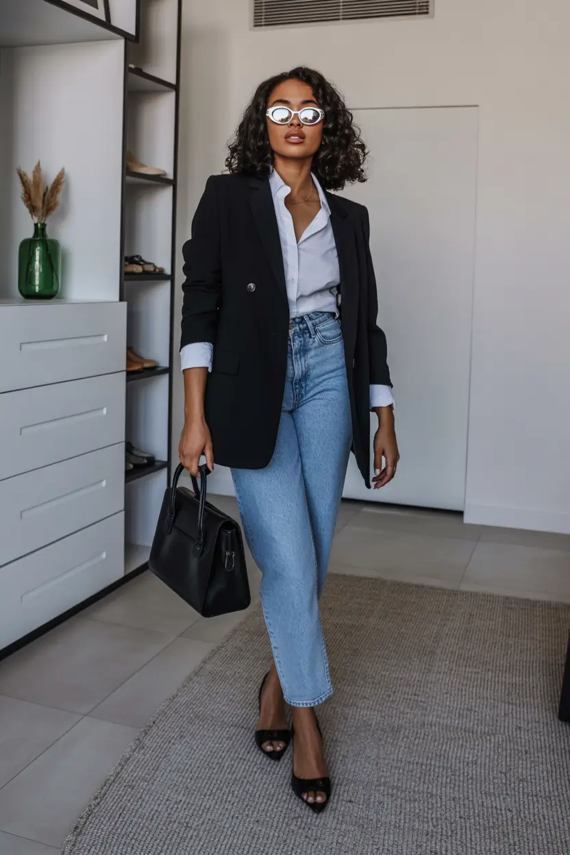 casual jeans Blazer and Denim: The Casual Power Play