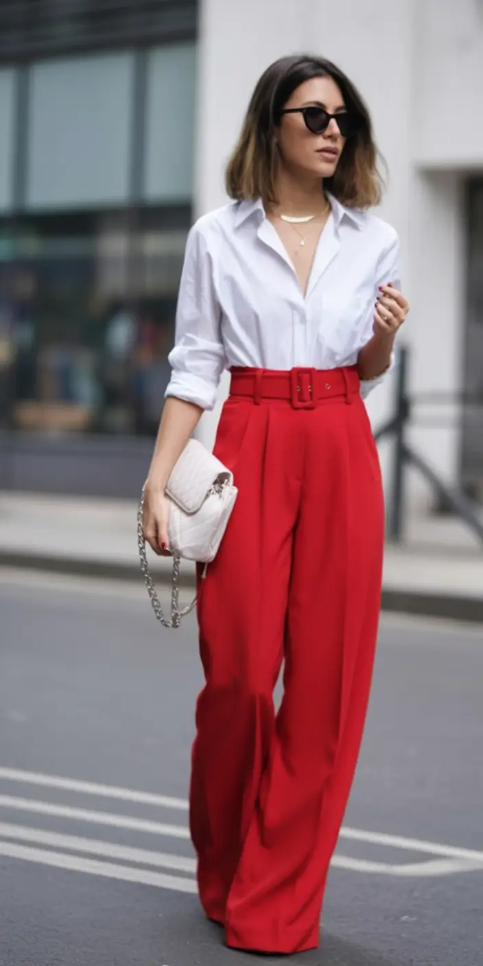 business casual White Shirt + Red Pants: Instant Energy Boost