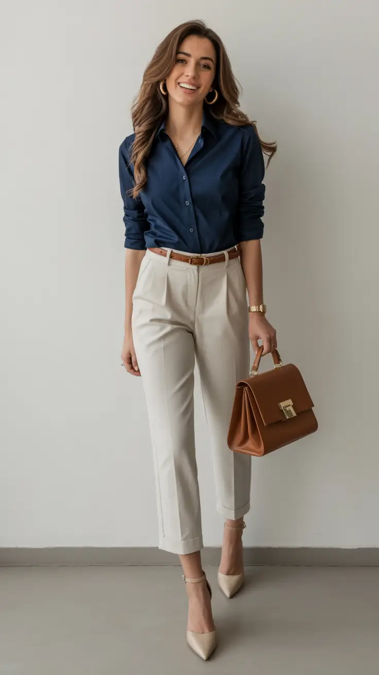 business casual Navy and Cream: Clean, Classic, Polished