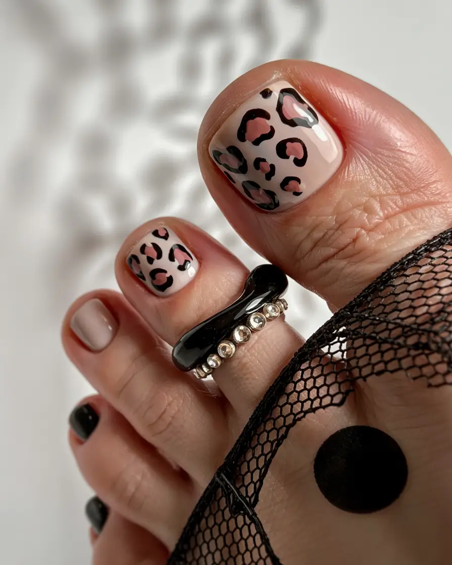 August toe nails Leopard Energy with a Touch of Attitude