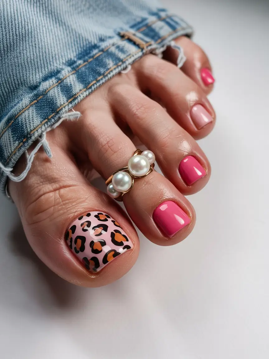 August toe nails Pink Leopard Print Meets Barbiecore Energy
