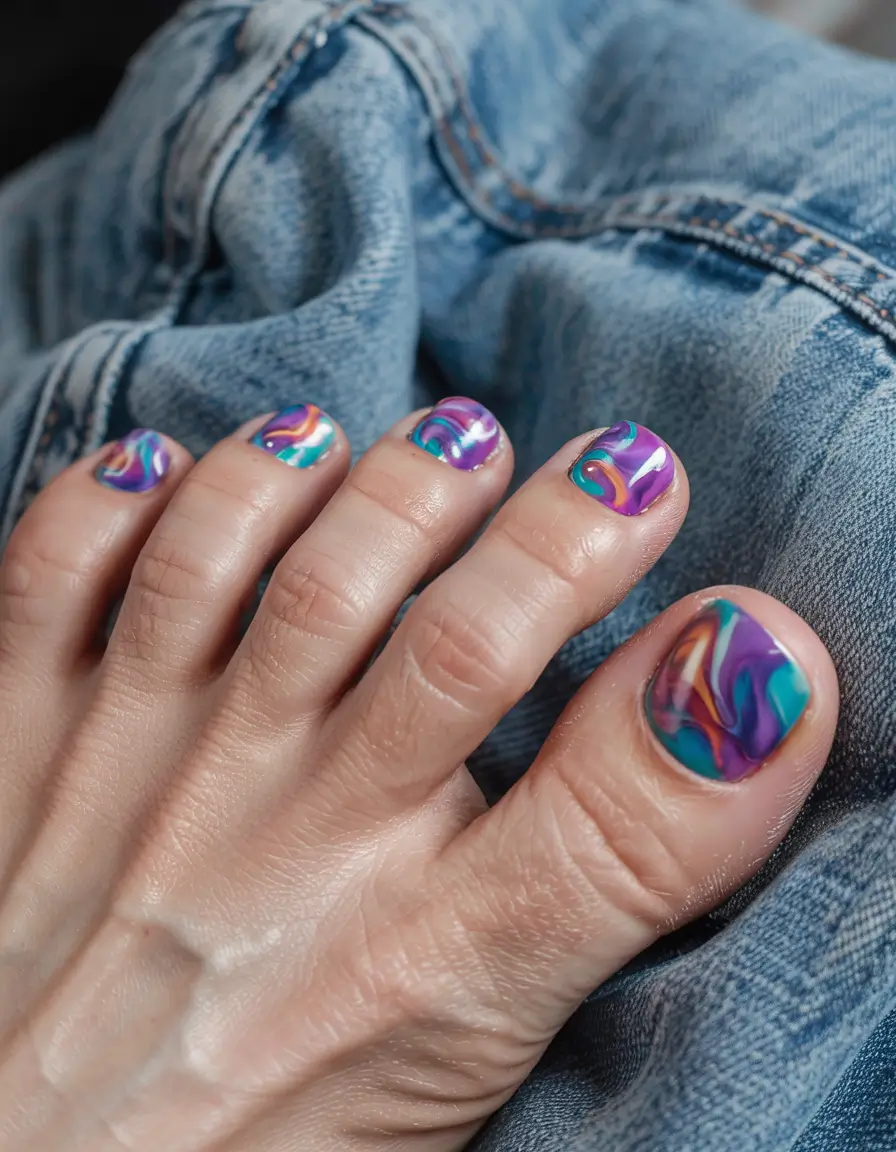 August toe nails Color Swirl Psychedelia