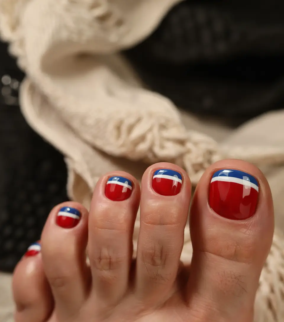 August toe nails Retro Racing Stripes Reimagined