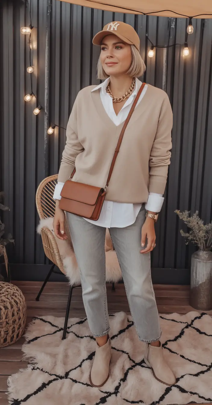 fall outfits for women over 40+Neutrals and Layers That Whisper Chic