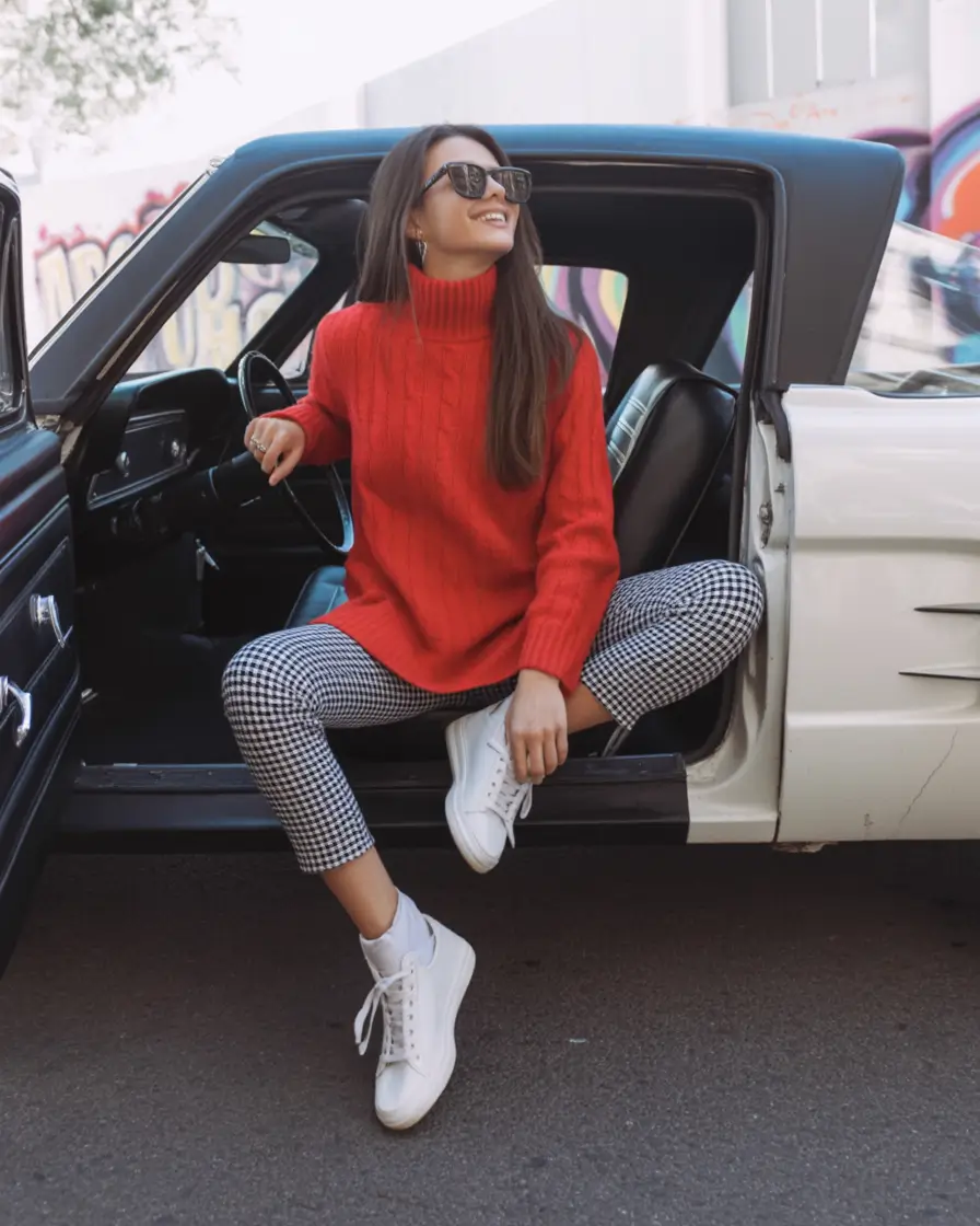 Street style casual 2025 Retro Flash Meets Checkmate Pants