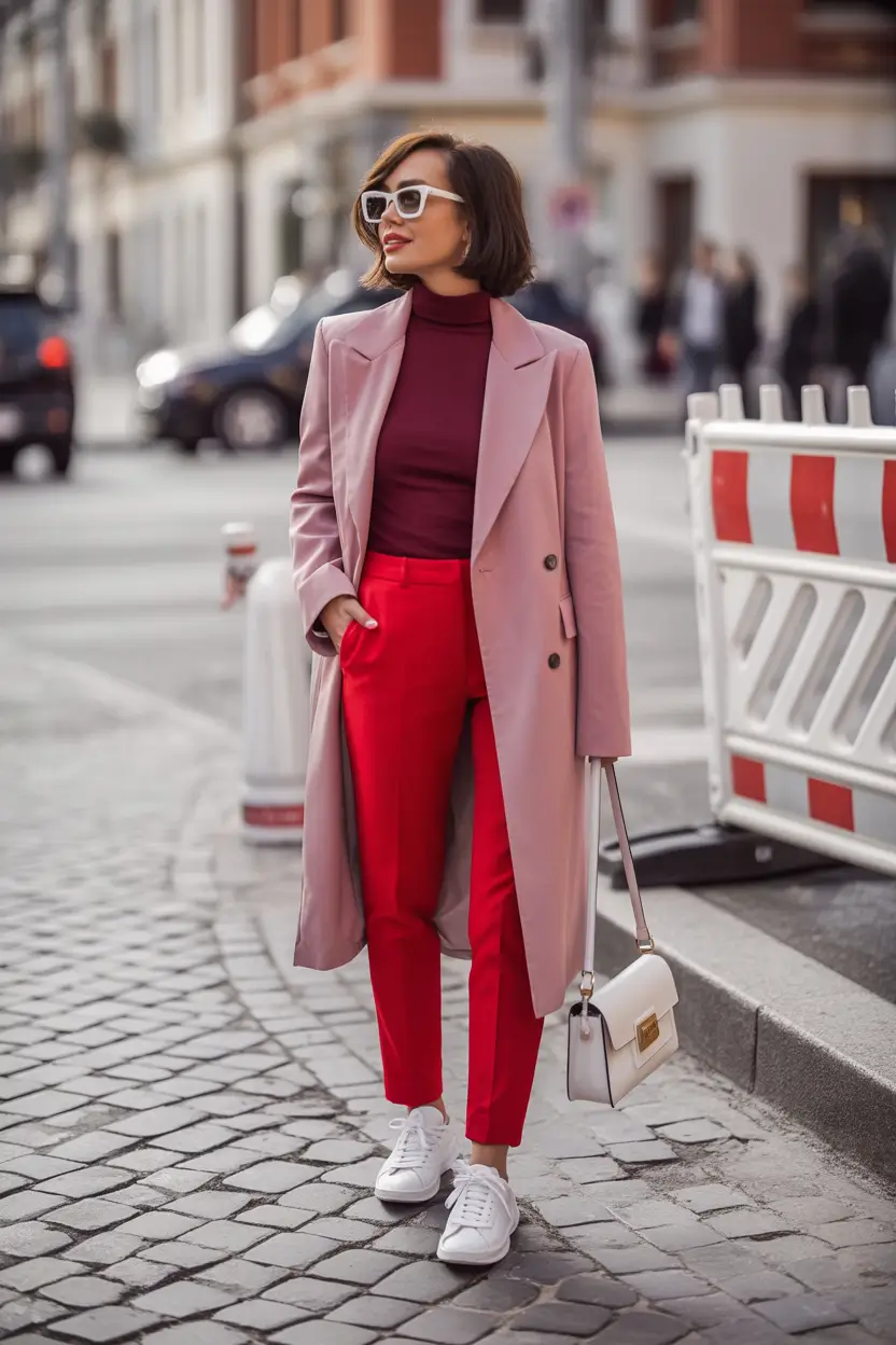 NYC fall outfits 2025 Red on Rose: City Sleek With a Twist