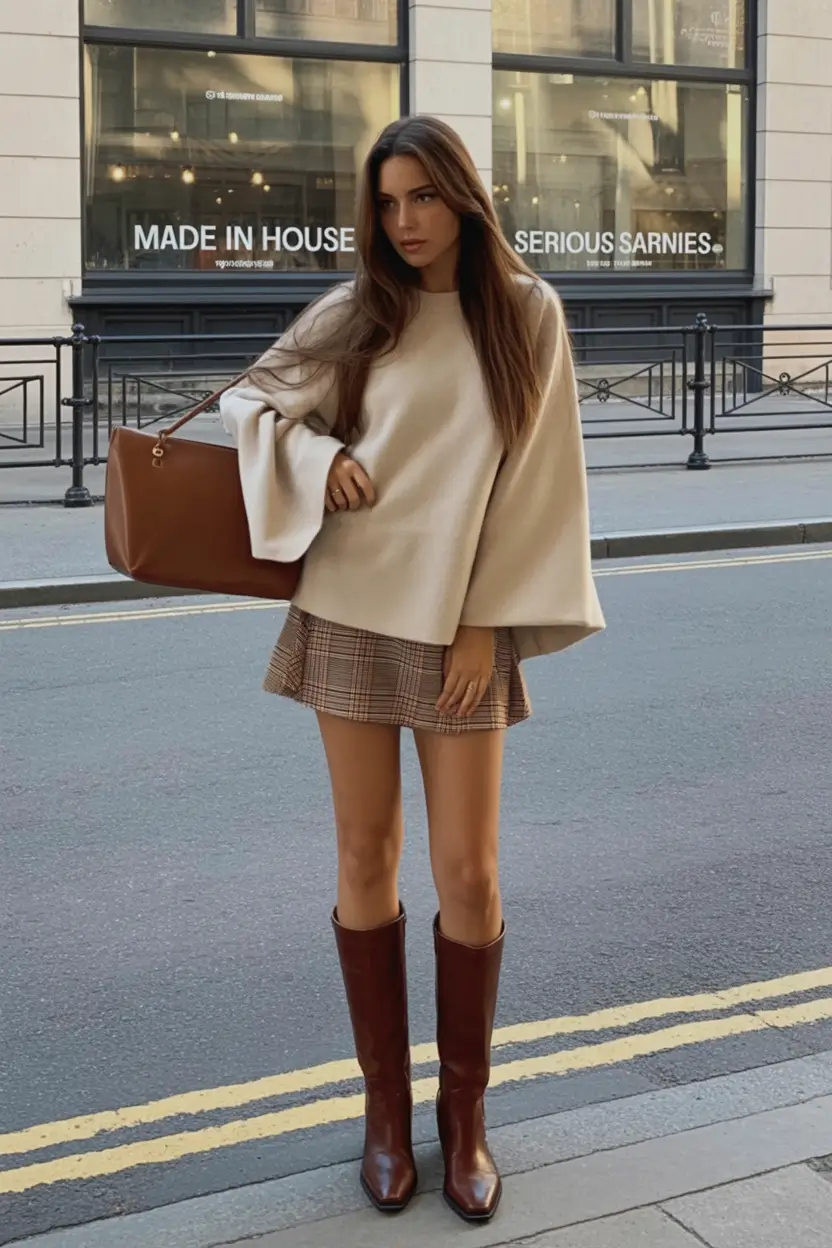 fall fashion outfits Mini Plaids & Oversized Layers