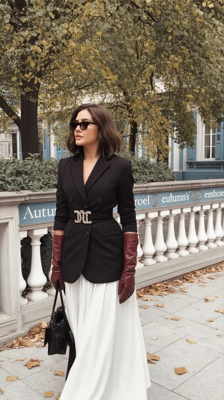 fall fashion outfits Glamour With Edge: The Belted Blazer Look
