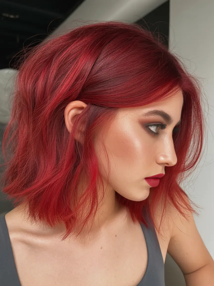 Warm fall hair color Crimson Wine Lob