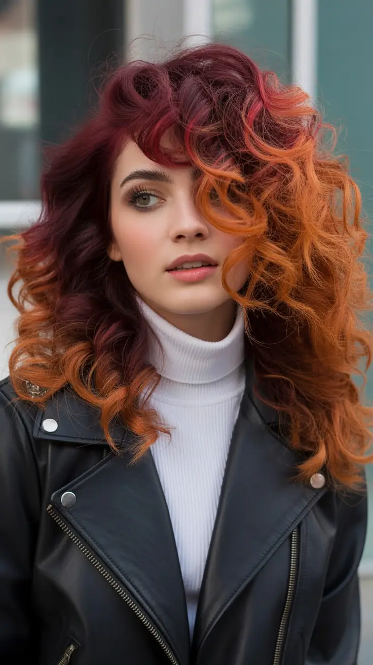 Warm fall hair color Cranberry-Cider Curls