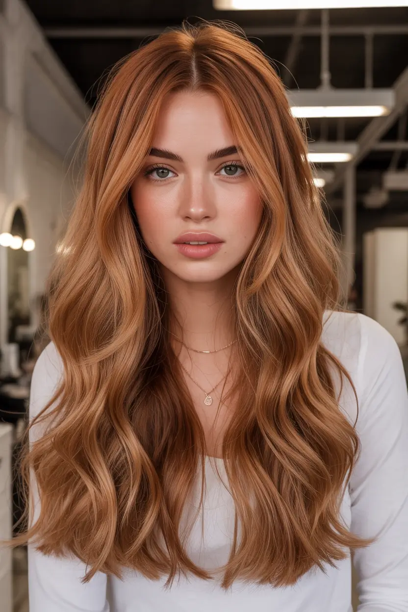 Warm fall hair color Butterscotch Blonde Waves