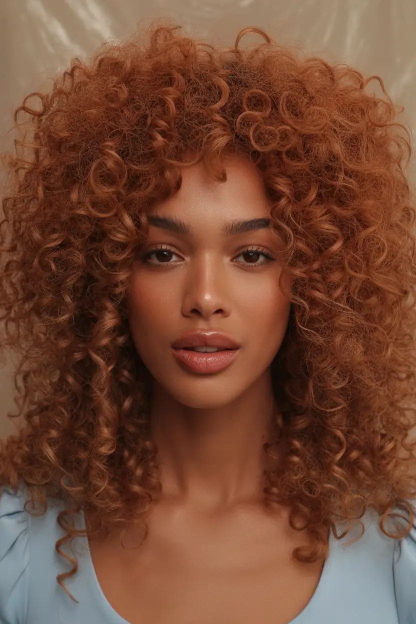 Warm fall hair color Rich Cinnamon Curls
