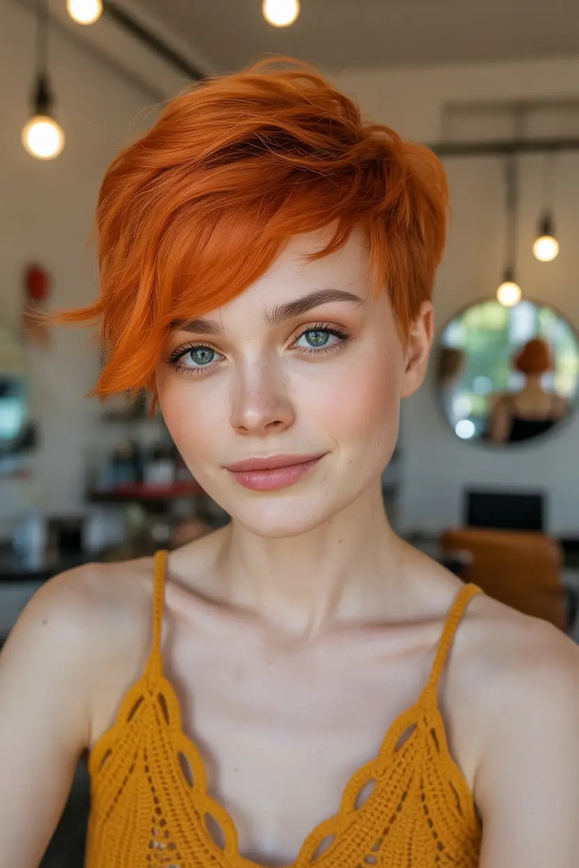 Warm fall hair color Spicy Copper Pixie
