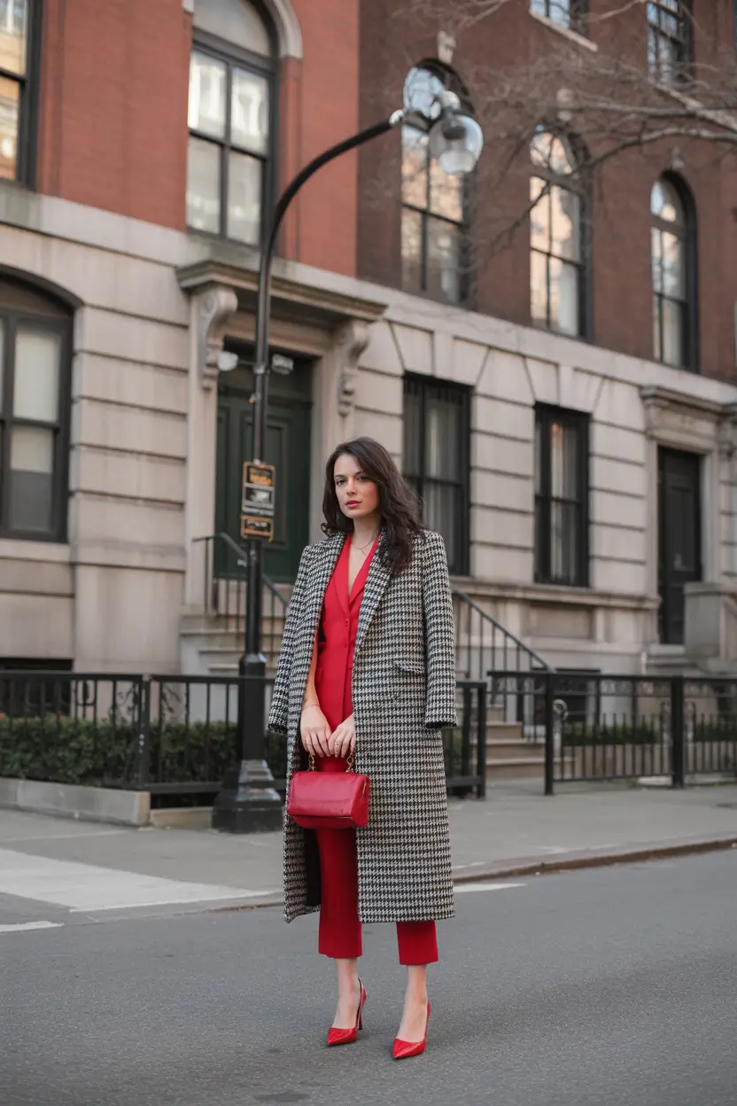 fall office outfits for women Red Suit Energy Meets Monochrome Mood