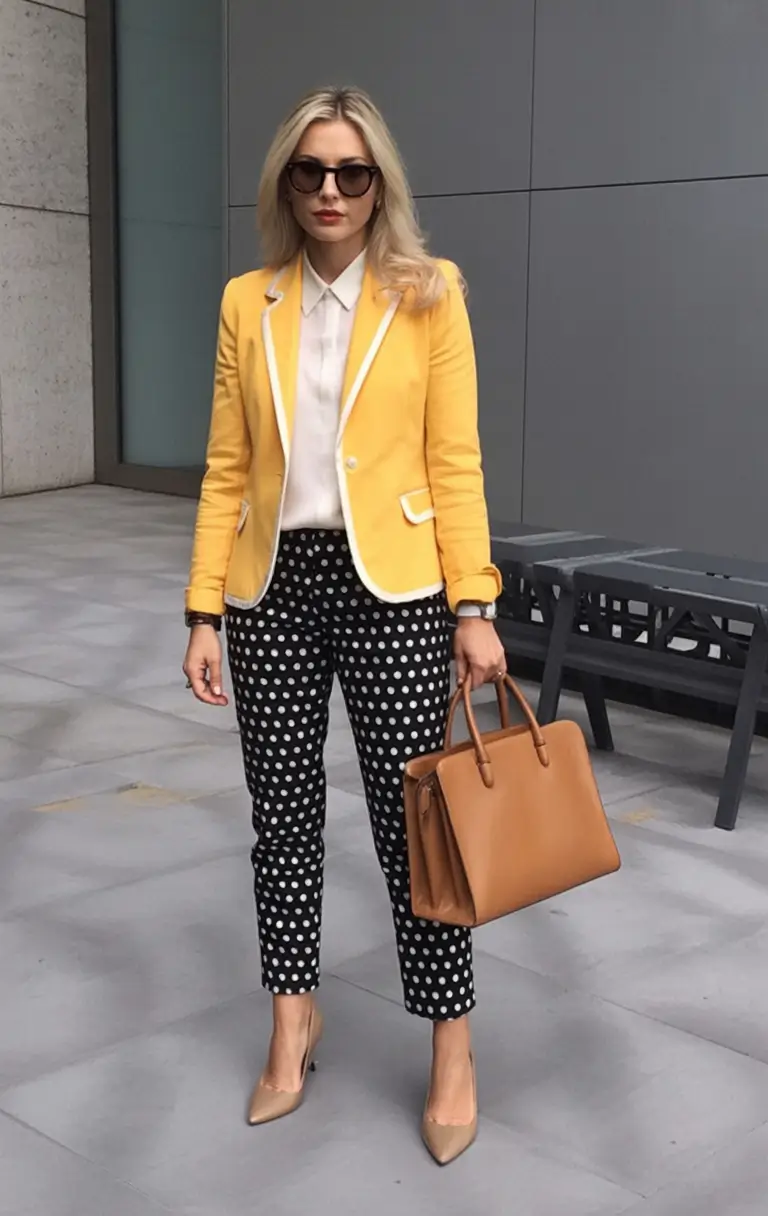 fall office outfits for women Playful Prints with Power Color Confidence