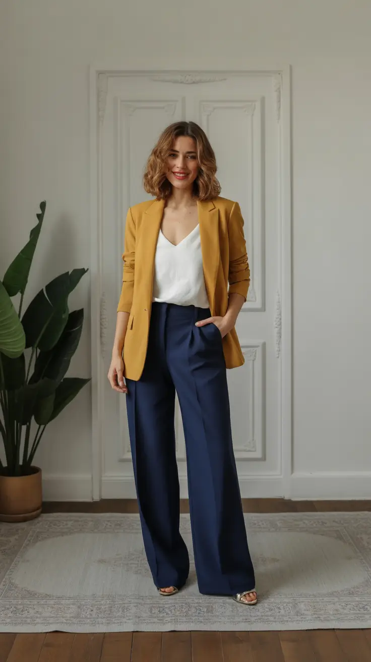 fall office outfits for women Soft Tailoring with a Jewel-Tone Twist