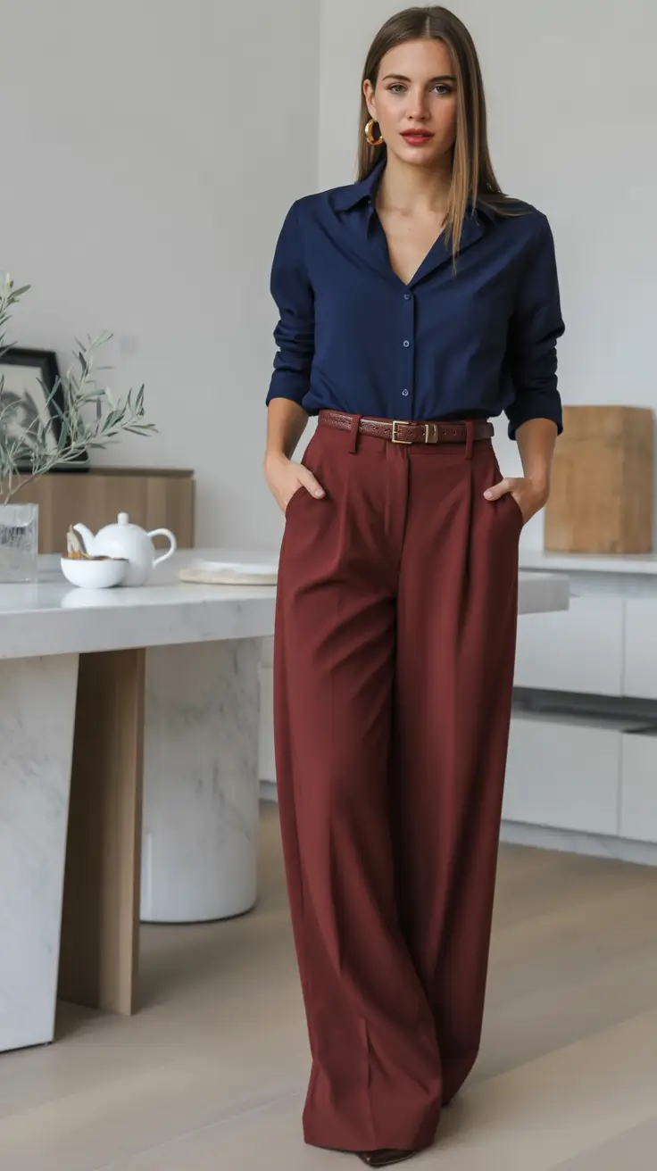 fall office outfits for women Wine Tones & Easy Confidence