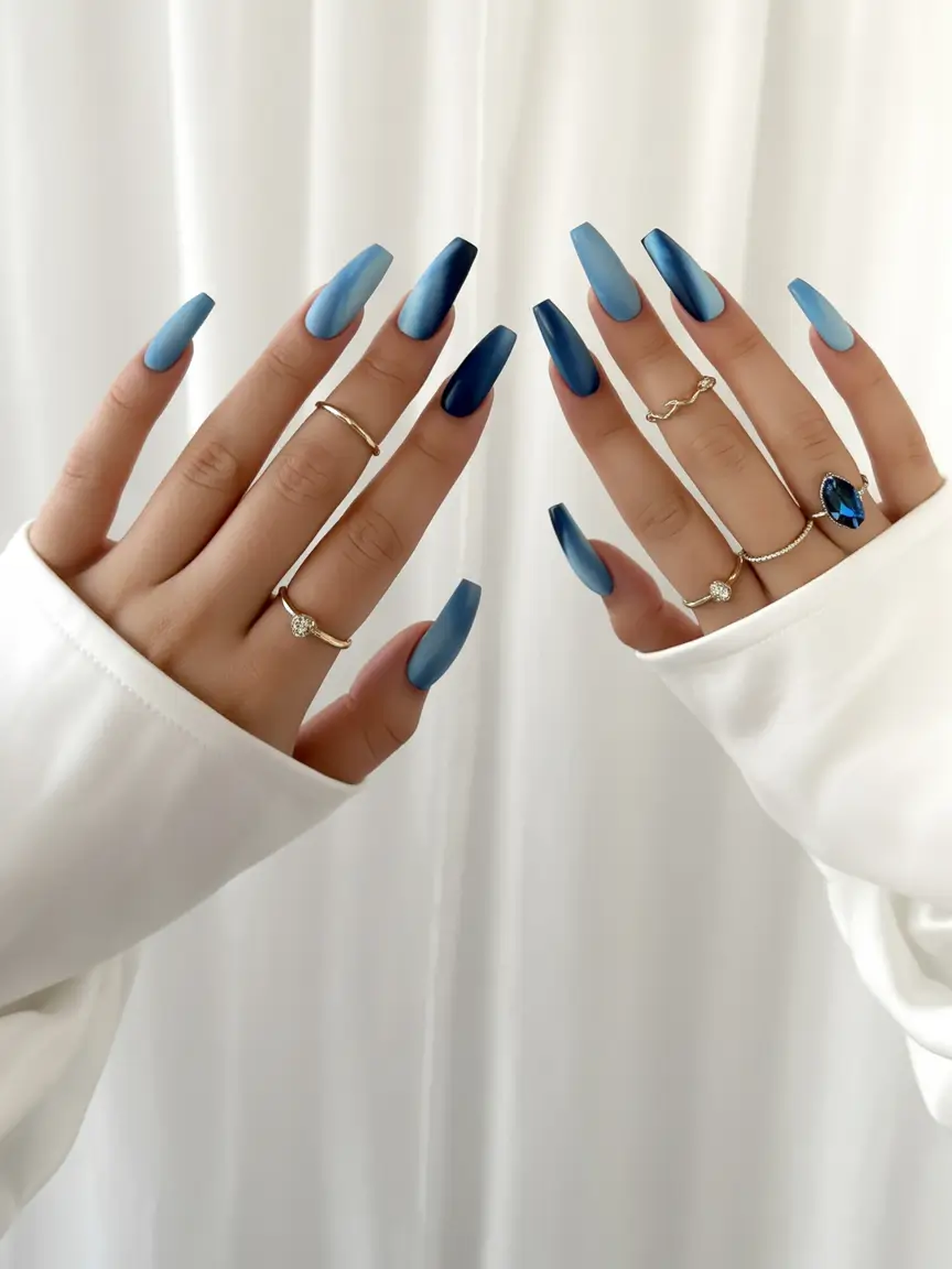 fall coffin nail Matte Midnight Blue