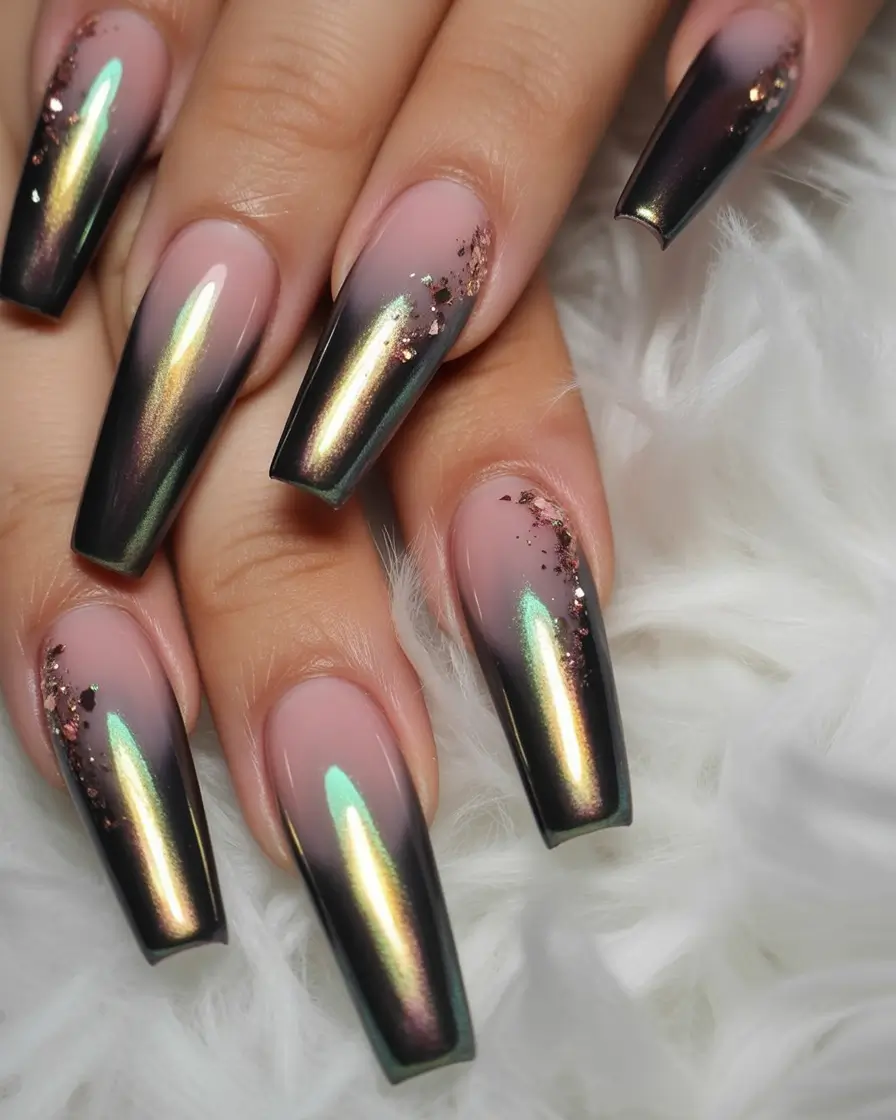 fall coffin nail Oil-Slick Chrome Drama
