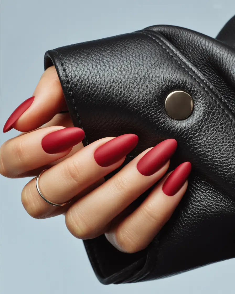 23 2025 Fall Nail Colors Trendy Shades – Matte Merlot Almond