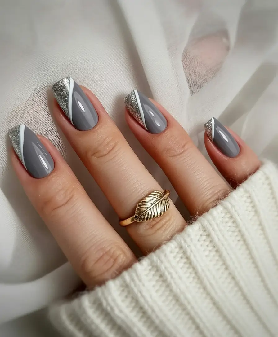 23 2025 Fall Nail Colors Trendy Shades – Steel Cashmere Diagonals