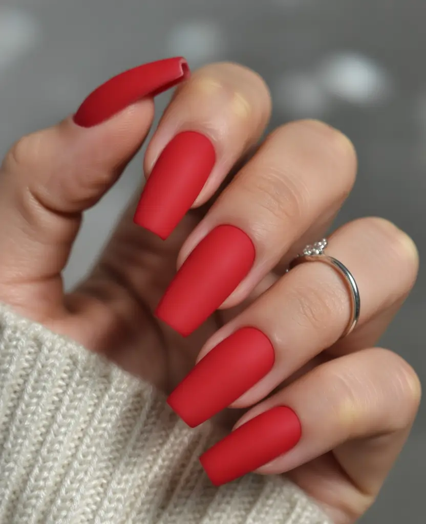 23 2025 Fall Nail Colors Trendy Shades – Velvet Scarlet Statement