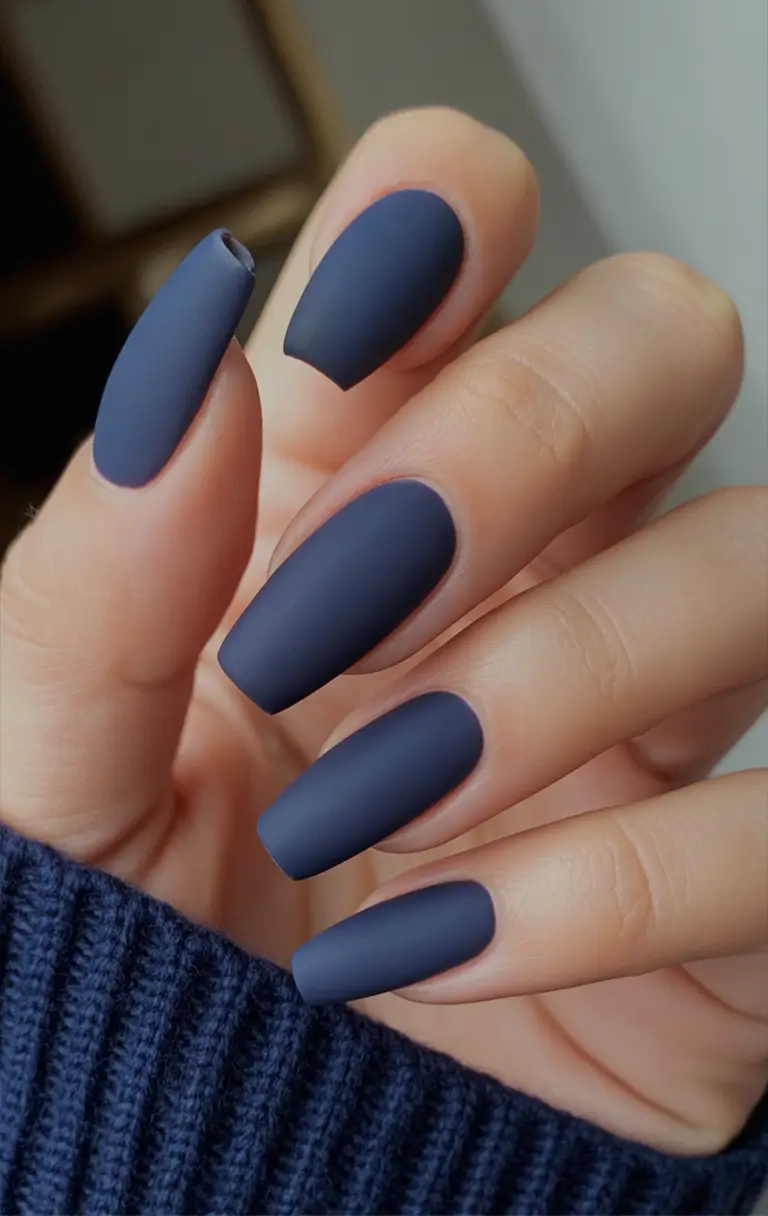 23 2025 Fall Nail Colors Trendy Shades – Midnight Cashmere Blue