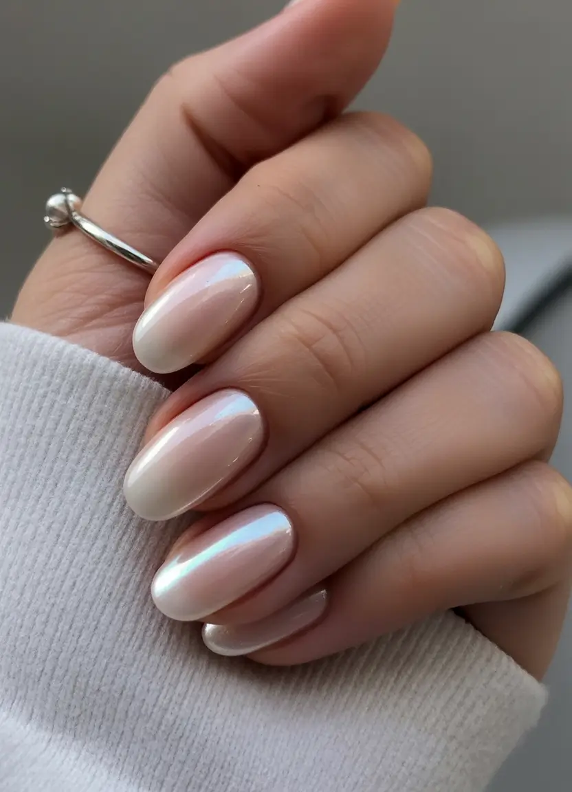 neutral fall nails Iridescent Pearl Glow