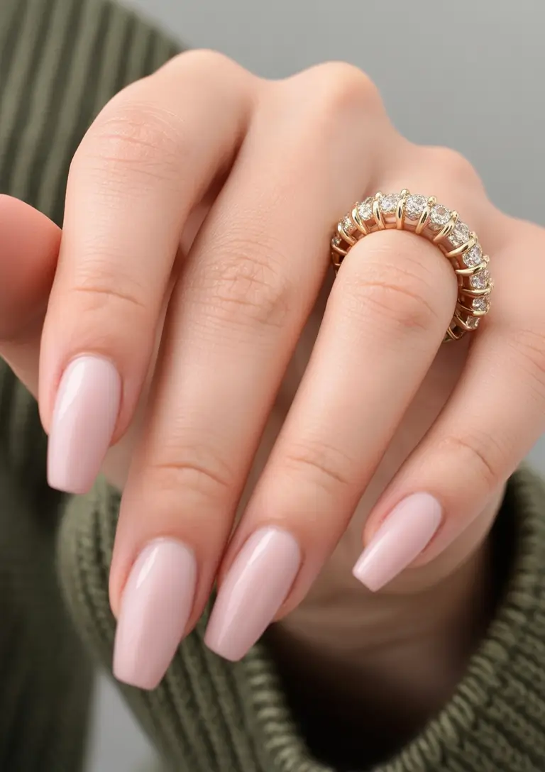 neutral fall nails Glossy Pink Perfection