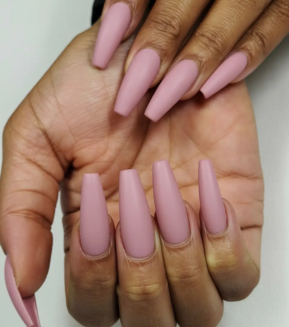 neutral fall nails Matte Rose Coffins