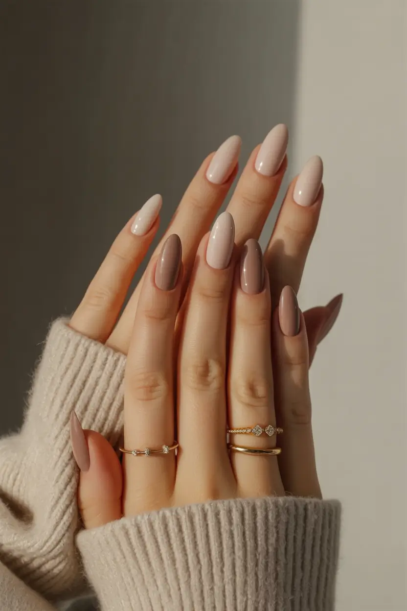 neutral fall nails Two-Tone Neutrals