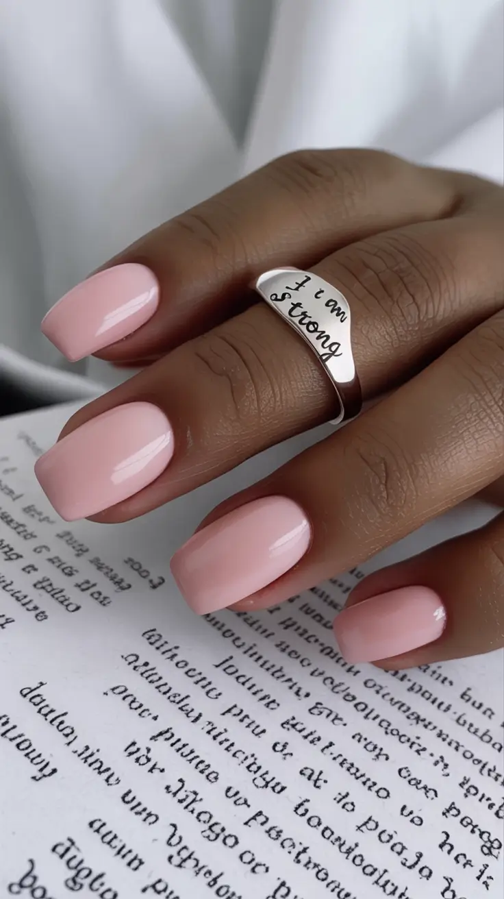 neutral fall nails Square Blush Confidence