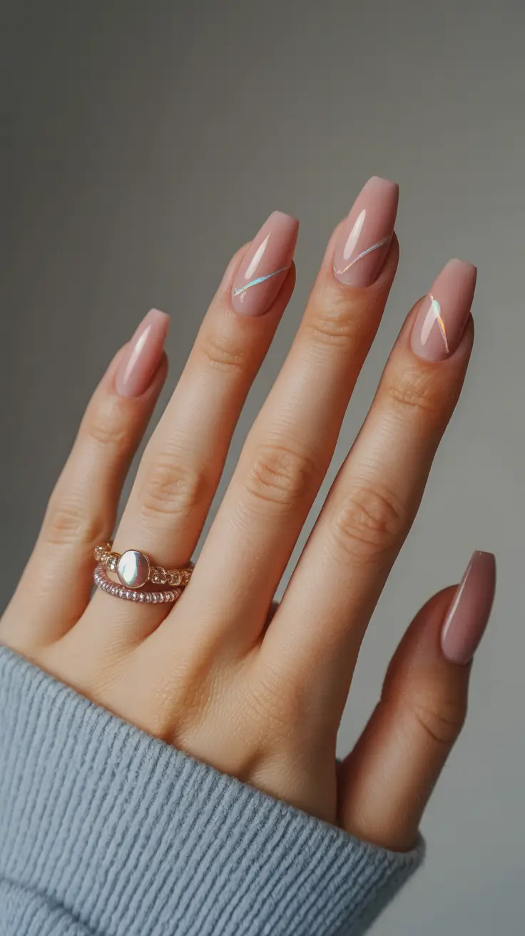 Blush Squares with Shimmering Chrome Lines