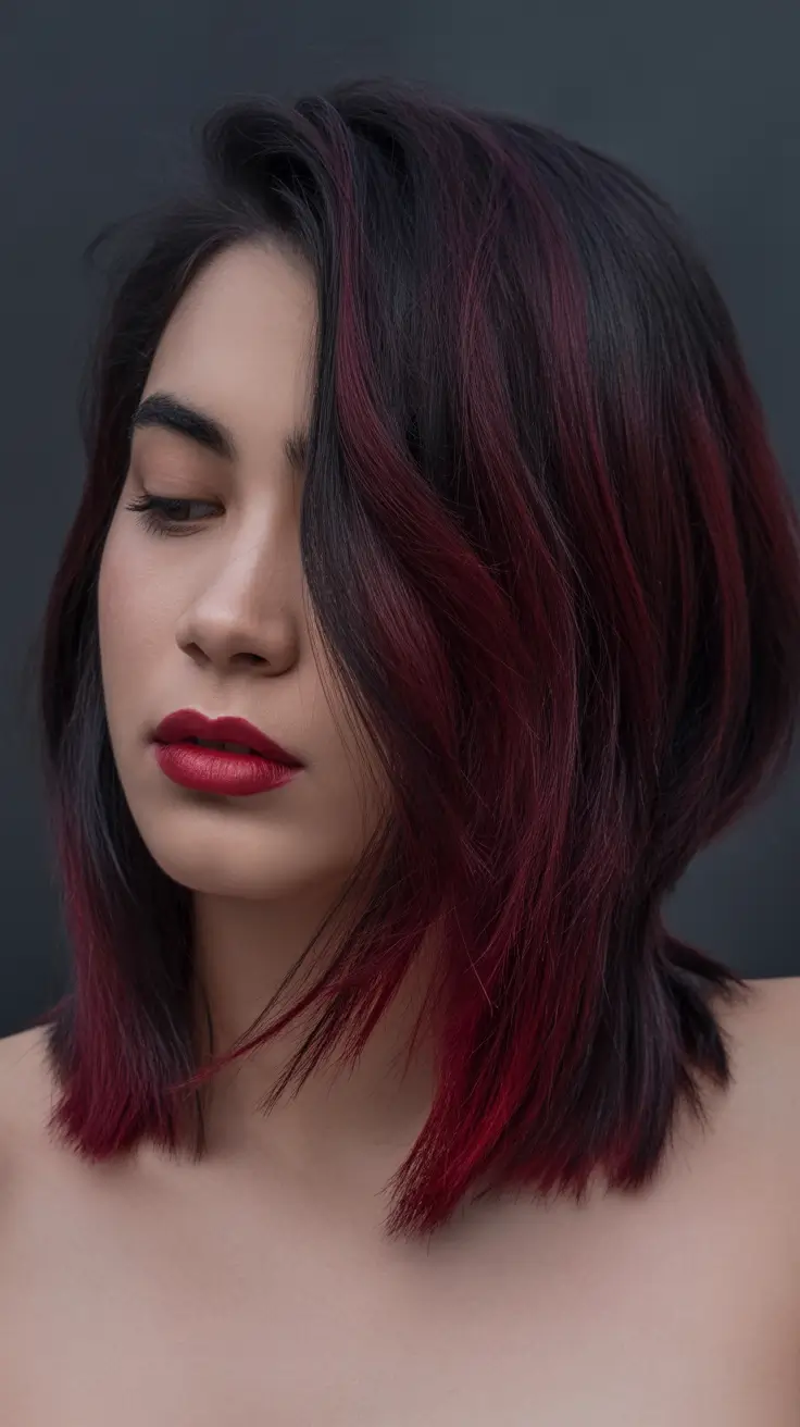 Fall Hair Colors for Warm Skin Tones+Black Cherry Gradient Bob