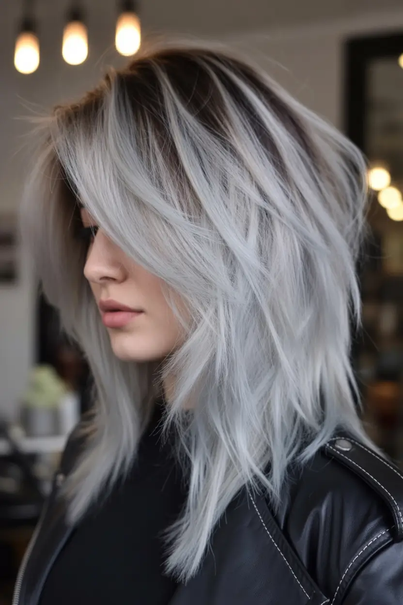 Fall Hair Colors for Warm Skin Tones+Platinum Ice Shatter Layers