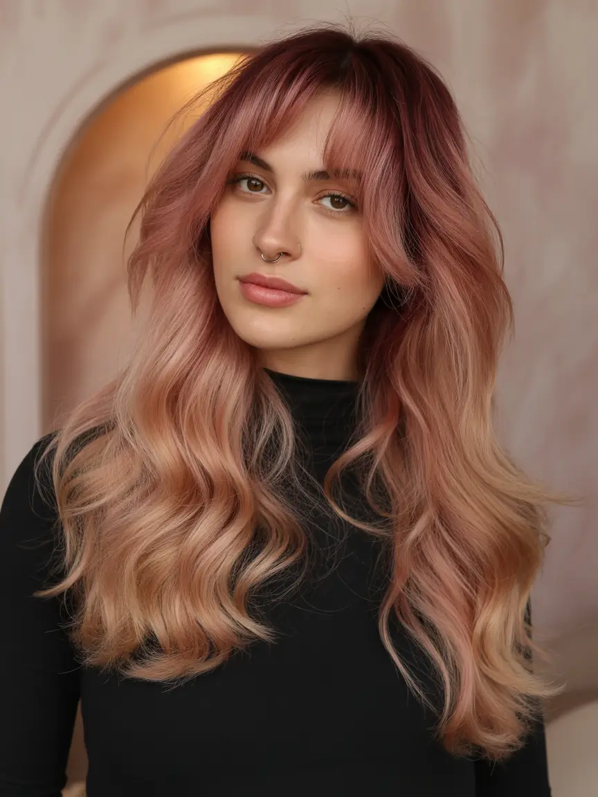 Fall Hair Colors for Warm Skin Tones+Peach Dust Ombre