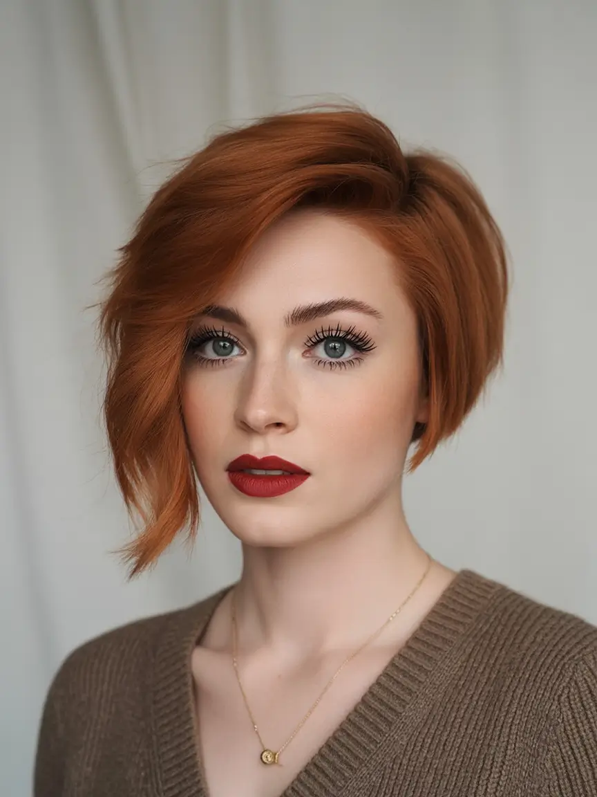 Fall Hair Colors for Warm Skin Tones+Spiced Copper Bob