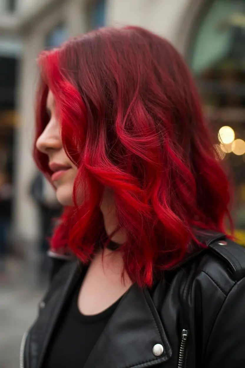 Fall Hair Colors for Warm Skin Tones+Berry-Red Bold