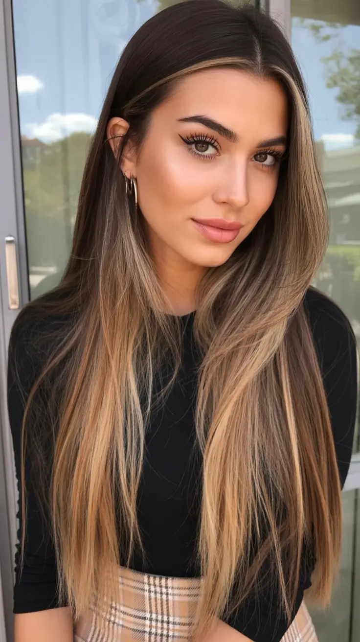 Fall Hair Colors for Warm Skin Tones+Rooted Bronde Elegance