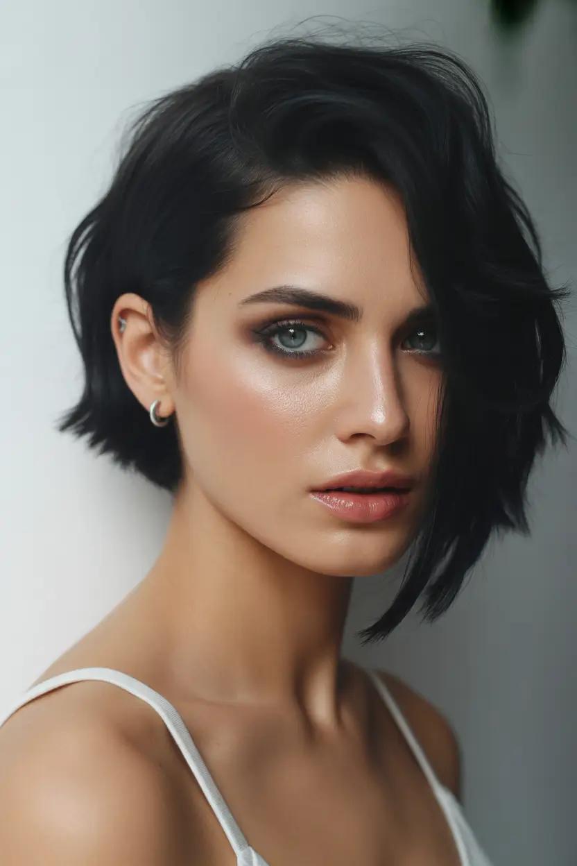 Fall Hair Colors for Warm Skin Tones+Jet Noir Modern Bob